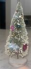 Vtg 9.5” bottlebrush Christmas tree mercury glass ball ornaments Japan