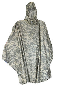 USGI Military Multi-Use Camo Survival Rain Poncho 62”x 82” One Size Fits All*