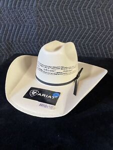 ARIAT Western Cowboy Straw Twisted Weave Hat Black Band 6 3/4 New