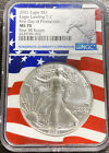 2021 $1 Silver Eagle T-2 NGC MS70 First 38 Boxes Flag Label Item #4181