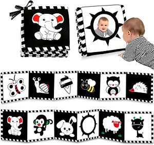 Black and White Baby Toys 0-3 Months High Contrast Newborn Toys Tummy Time Toys