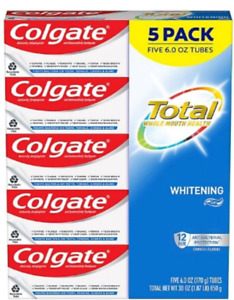 Colgate Toothpaste Total Whitening Paste 5 PACK 6 OZ TUBES - NIB (EXP - 4/01/25)