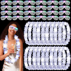 48 Pcs LED Glasses Light up Hawaiian Leis Necklace Lighten Glasses White Fresh F