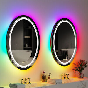 Wisfor Led Bathroom Mirror AntiFog Dimmable RGB Backlit Atmosphere Vanity Mirror