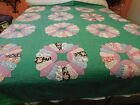 Vintage Handmade Quilt Full Plate with Green Backing 76 x 79 