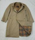 Burberry England Mens Tan Trench Coat Removable Wool Liner Size 42 Reg