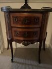 1890s Antique Made in France French Louis XV Walnut inlaid Marble top Nightstand