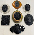SEVEN ANTIQUE/VINTAGE CAMEO PINS/BROOCHES EARLY CELLULOID or PLASTIC VERY GOOD!!