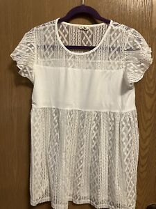 Ladies White Babydoll Top Made Of Polyester And Lace Size Small