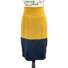 LuLaRoe Pencil Skirt Cassie Mustard Black Dipped Colorblock Textured Women Large