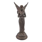 Praying Angel Garden Figurine Statue Cast Iron Bust Antique Brown 14.5 inch
