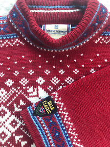 EUC Dale Of Norway Wool Red Snowflake Sweater Size Large XL Dale Classic