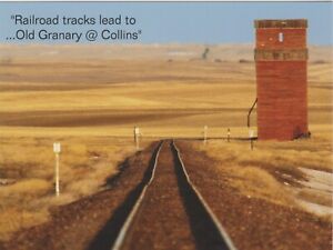 *Postcard-'The Railroad Tracks Lead To Old Granary...@ Collins
