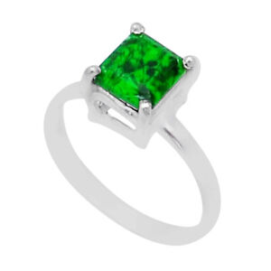 2.21cts Faceted Natural Green Maw Sit Sit 925 Sterling Silver Ring Size 6 Y1474