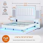 Full/Queen RGB LED Floating Bed Frame with Tall Headboard & 2 Nightstands White