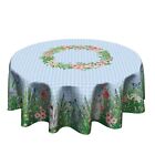 Sweetshow Easter Tablecloth Round 60 Inch Spring Flowers Bunny Table Cloths P...