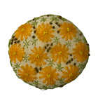 Vintage Handmade Embroidered Floral Sewing Pin Cushion Round Pin Pillow 4.5 inch