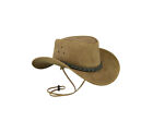 New Western Style Beige Brown Suede Bush Leather Cowboy HAT Wide Brim S to 2XL