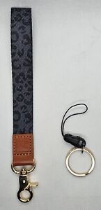 Wrist Lanyard for Keys Wristlet Strap Keychain for Women Men Black Leopard Print
