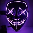 Mascara Halloween La Purga De Terror Con Luz LED Craneo Esqueleto Morada Calidad