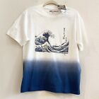 Uniqlo X MFA Boston Size Medium White/Blue Ombre Cotton Wave Graphic T Shirt NWT