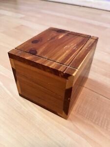 Vintage Handmade Cedar Wood Chest Trinket Jewelry Stash Box Carved Hinged READ