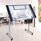 Artist Drafting Table Craft Station with Glass Top Drawing Desk Art Work Station