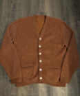 Vintage 60s 70s Fuzzy Burnt Orange Mohair Cardigan Sweater Grunge Kurt Cobain
