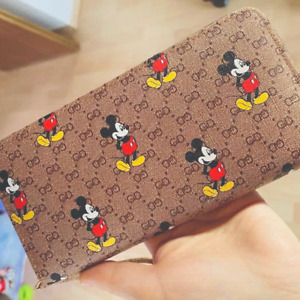 Brown Women Wallet Cute Mickey Mouse Disney Purse Cash Credit Phone Holder Bag
