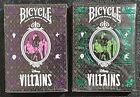 2 DECKS Bicycle Disney Villains green & purple playing cards FREE USA SHIPPING!