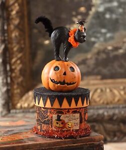 Bethany Lowe Halloween Party Cat On Box TP6183 Black Cat On Box Free Shipping