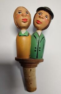 Mechanical Wooden Wine Cork Stopper Couple Kissing Vintage ANRI?