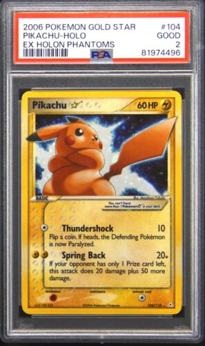 2006 104/110 Pikachu Gold Star Ultra Rare Pokemon TCG Card PSA 2