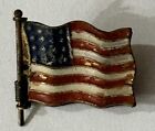1900 era Mechanical U.S. Flag Metal Badge 1” Across - McKinley Bryan Span Am era