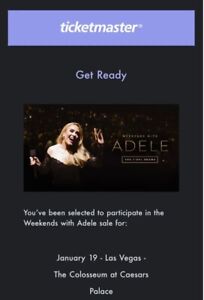 Adele Ticketmaster Verified Fan Presale Code January  19 Las Vegas NV
