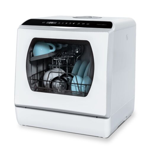 Hermitlux Countertop Dishwasher, 5 Washing Programs, 5-Liter Built-in Water Tank