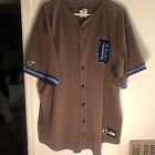 Vintage Detroit Tigers Majestic Jersey Brown Baseball MLB Button Up Made USA XL