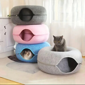 Peekaboo Cat Cave EXTRA LARGE Cat Tunnel Bed Indoor Cats, Cat Donut Tunnel USA