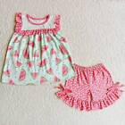 New Boutique Adorable Toddler Baby Girls Watermelon Tunic Top Shorts Outfit