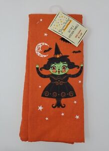 Johanna Parker Halloween Witch Set of 2 Kitchen Hand Towels Bats Stars Moon NWT