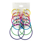 Women Assorted Hoop Earrings 6 Pairs Colorful Opaque Mix Bundle Lot 1-1.75