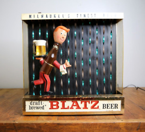 VINTAGE 1960'S BLATZ BEER MOTION SIGN DISPLAY MID CENTURY BAR LIGHT WORKS