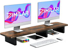 Dual Monitor Stand Riser, Large Wood Computer Monitor Riser, Extra Long Monitor