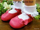 DARK PINK w/Side Bow MARY JANES DOLL SHOES fits 23
