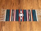 Vintage Mexican Wool Saltillo Serape Runner Textile Art With fringe