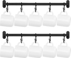 Mug Holder Wall Mount Metal Coffee Rack Hanger With 10 Hooks Black Set of 2 NEW