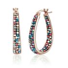 18k Rose Gold Plated Multi Color Inside Out Hoop Earrings Made with Swarovski