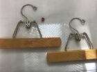 Lot Of 2 The Setwell Vintage Clothe Hangers Wooden Light Brown Clamp Pants Skirt