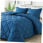 New Listing Size Comforter Set with 2 Pillow Shams - Down Alternative Bed King Navy Blue
