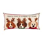 Mud Pie Home SANTA PAWS Dog Trio Tuft Wool Christmas Pillow 18